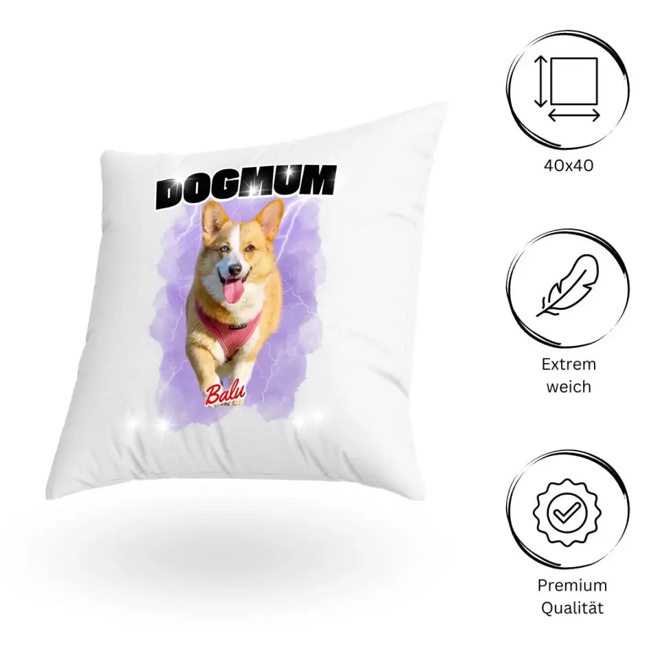 90er Bootleg Retro Kissen - Personalisiert Hund