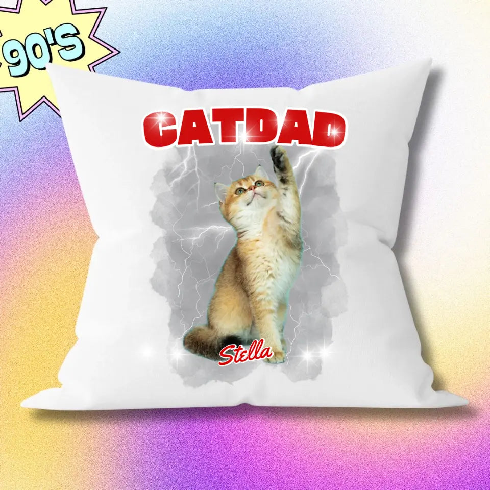 90er Bootleg Retro Kissen - Personalisiert Katze