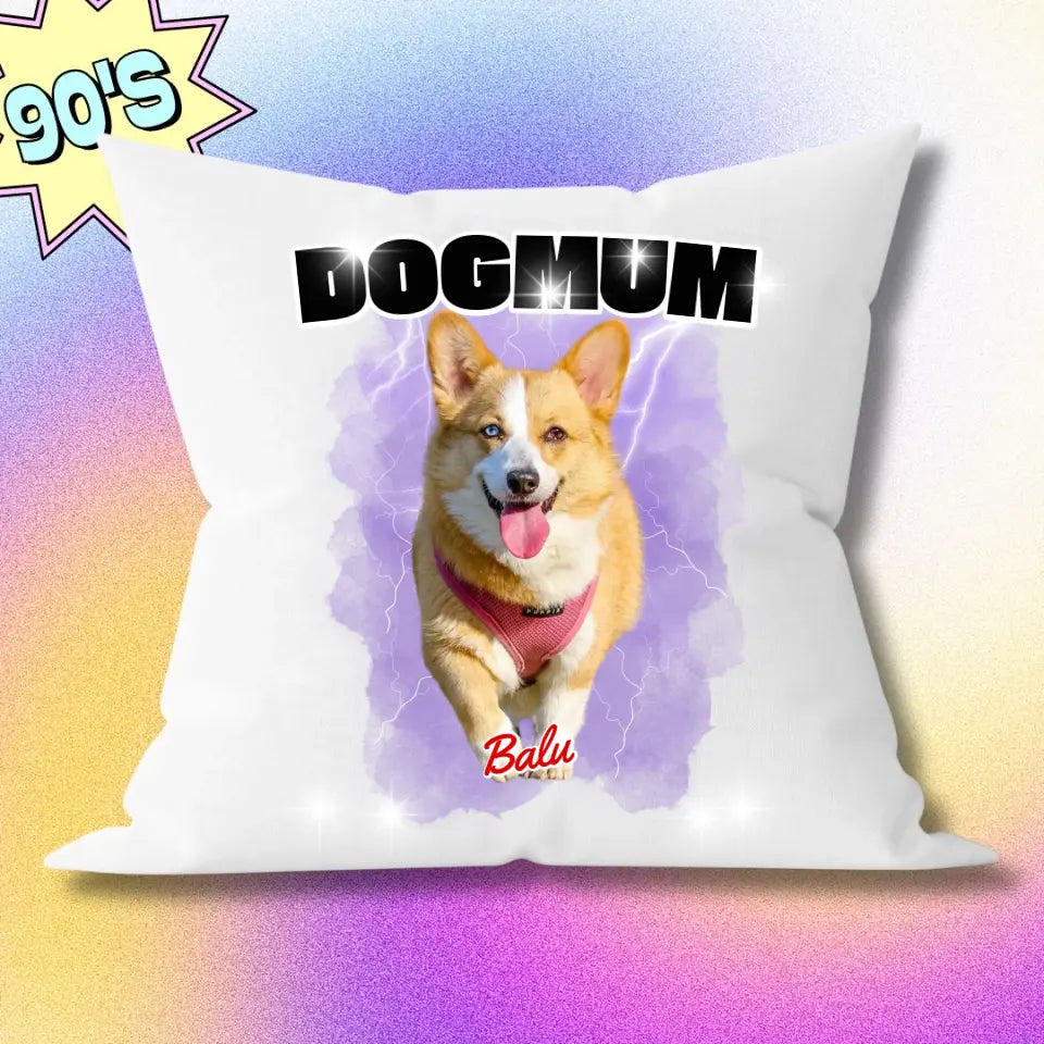 90er Bootleg Retro Kissen - Personalisiert Hund