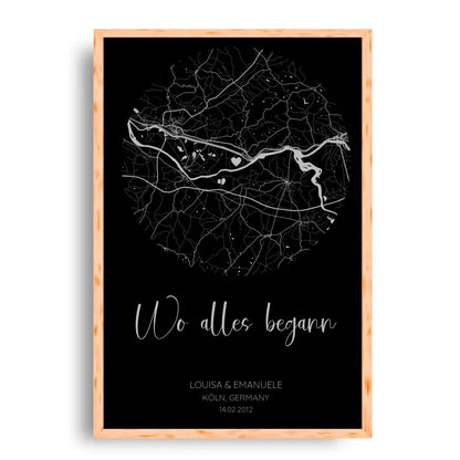 Wo alles begann Schwarz Grau - Personalisiertes Poster