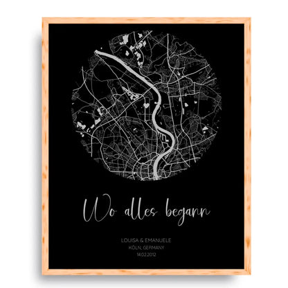 Wo alles begann Schwarz Grau - Personalisiertes Poster