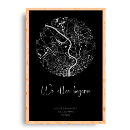 Wo alles begann Schwarz Grau - Personalisiertes Poster