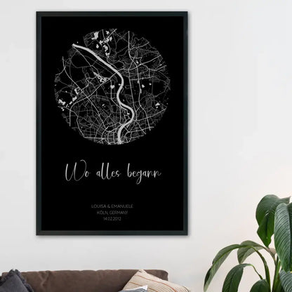 Wo alles begann Schwarz Grau - Personalisiertes Poster