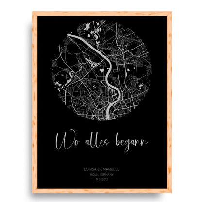 Wo alles begann Schwarz Grau - Personalisiertes Poster
