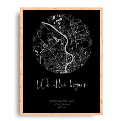 Wo alles begann Schwarz Grau - Personalisiertes Poster