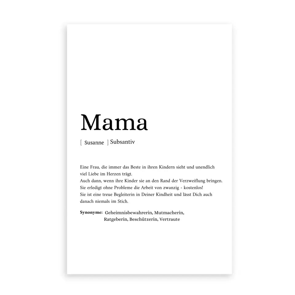 Mama Synonym Poster - Personalisierbar mit Namen