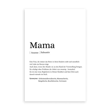 Mama Synonym Poster - Personalisierbar mit Namen
