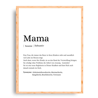 Mama Synonym Poster - Personalisierbar mit Namen