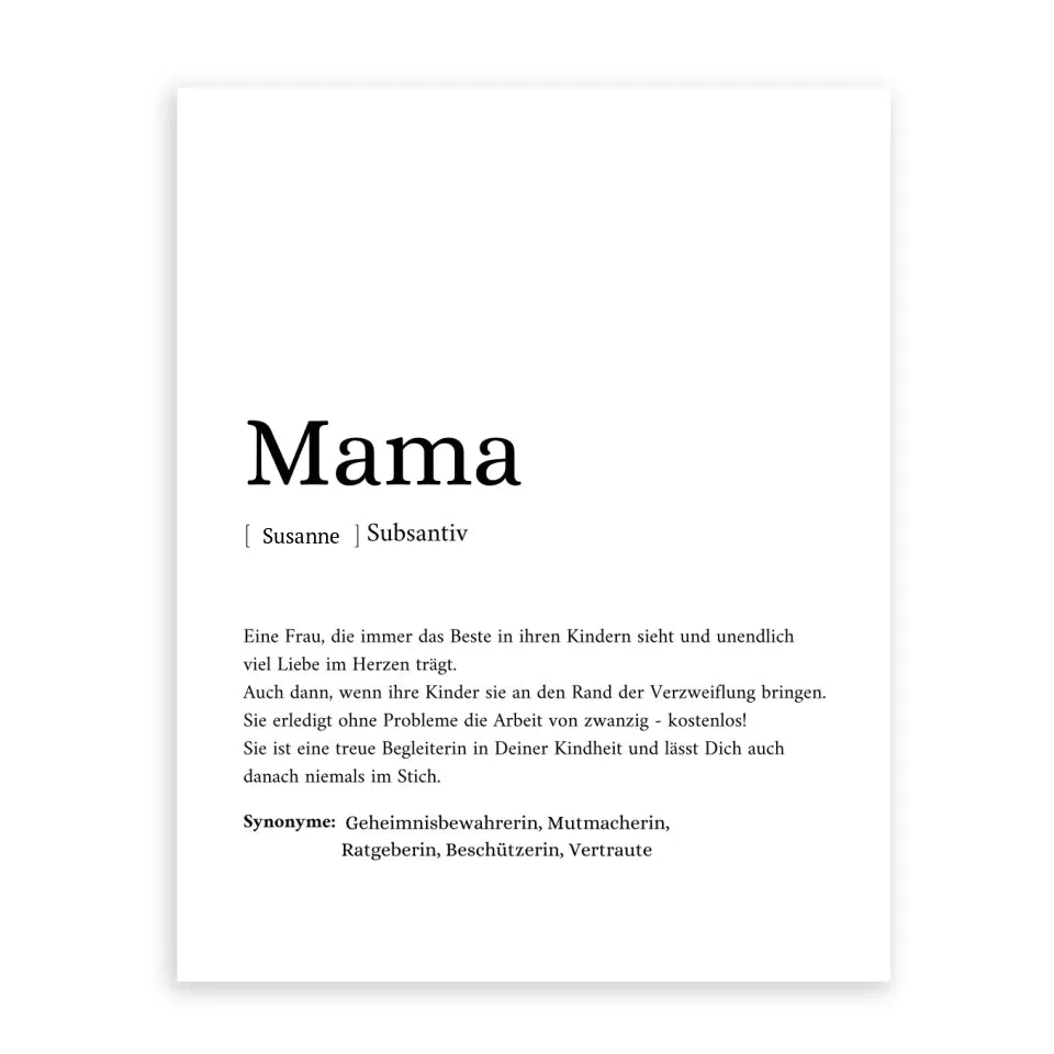 Mama Synonym Poster - Personalisierbar mit Namen
