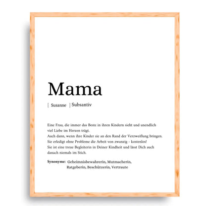 Mama Synonym Poster - Personalisierbar mit Namen