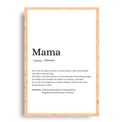 Mama Synonym Poster - Personalisierbar mit Namen