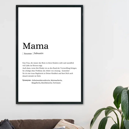 Mama Synonym Poster - Personalisierbar mit Namen