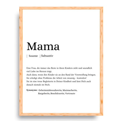 Mama Synonym Poster - Personalisierbar mit Namen
