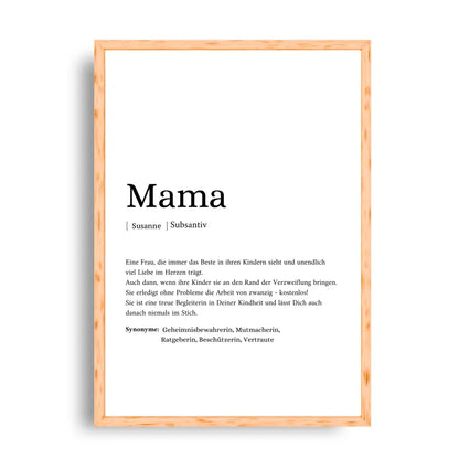Mama Synonym Poster - Personalisierbar mit Namen