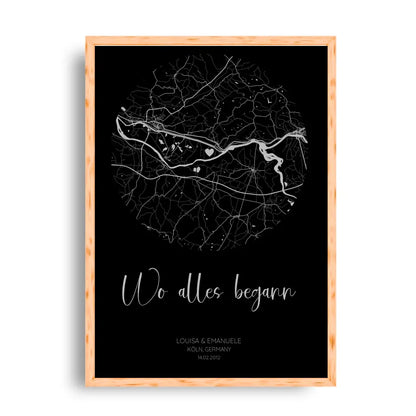 Wo alles begann Schwarz Grau - Personalisiertes Poster