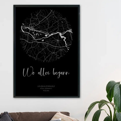 Wo alles begann Schwarz Grau - Personalisiertes Poster