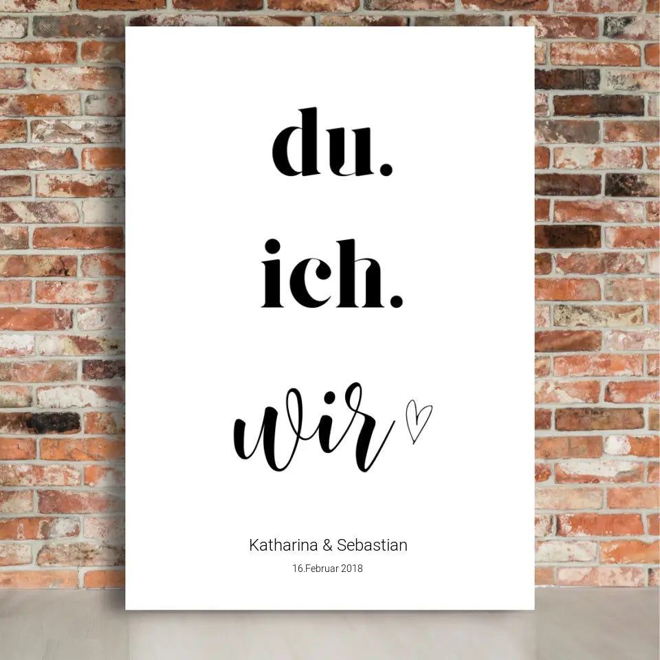 Du, ich, wir - Personalisierte Leinwand mit Namen