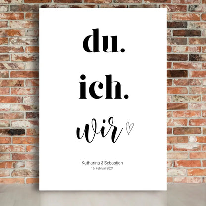 Du, ich, wir - Personalisierte Leinwand mit Namen