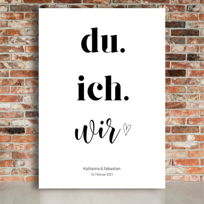 Du, ich, wir - Personalisierte Leinwand mit Namen