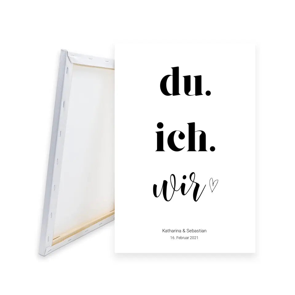 Du, ich, wir - Personalisierte Leinwand mit Namen