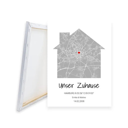 Zuhause Leinwand - Personalisierbar mit Text