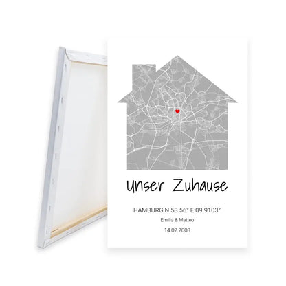Zuhause Leinwand - Personalisierbar mit Text