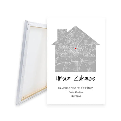 Zuhause Leinwand - Personalisierbar mit Text