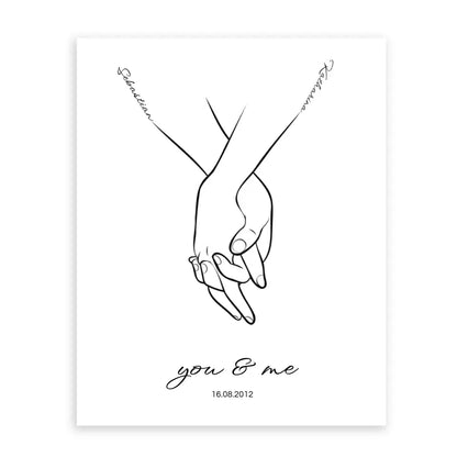Hand in Hand Namen - Personalisiertes Poster