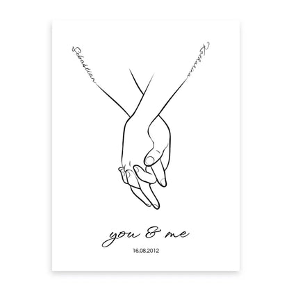 Hand in Hand Namen - Personalisiertes Poster