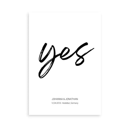 "Yes" Poster - Personalisiert mit Namen und Datum