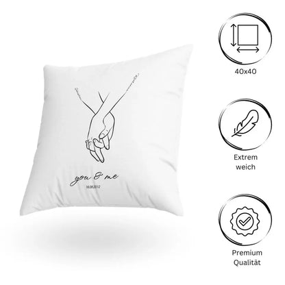 Hand in Hand mit 2 Namen - Personalisiertes Kissen