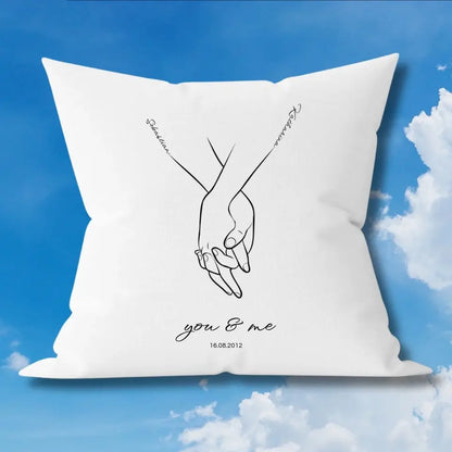 Hand in Hand mit 2 Namen - Personalisiertes Kissen