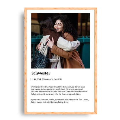 Schwester Definitionsposter - Personalisierbar mit Foto