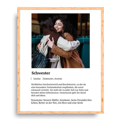 Schwester Definitionsposter - Personalisierbar mit Foto