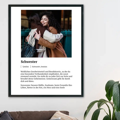 Schwester Definitionsposter - Personalisierbar mit Foto