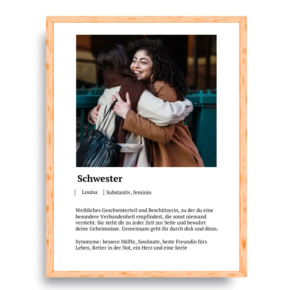 Schwester Definitionsposter - Personalisierbar mit Foto