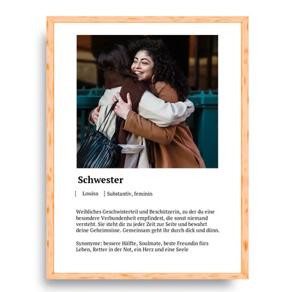 Schwester Definitionsposter - Personalisierbar mit Foto