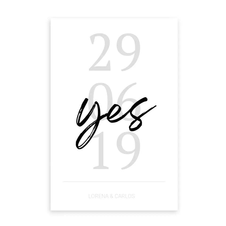 "Yes" Poster - Personalisiert mit Namen und Datum