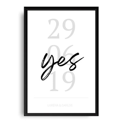 "Yes" Poster - Personalisiert mit Namen und Datum