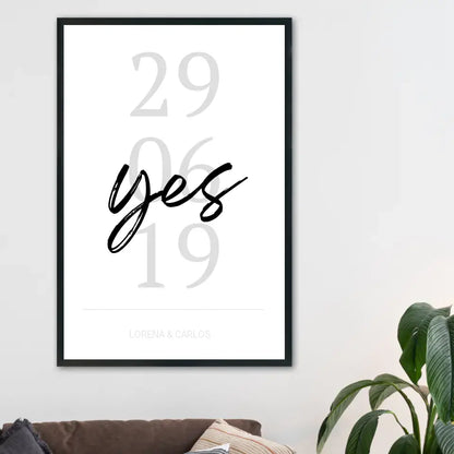 "Yes" Poster - Personalisiert mit Namen und Datum