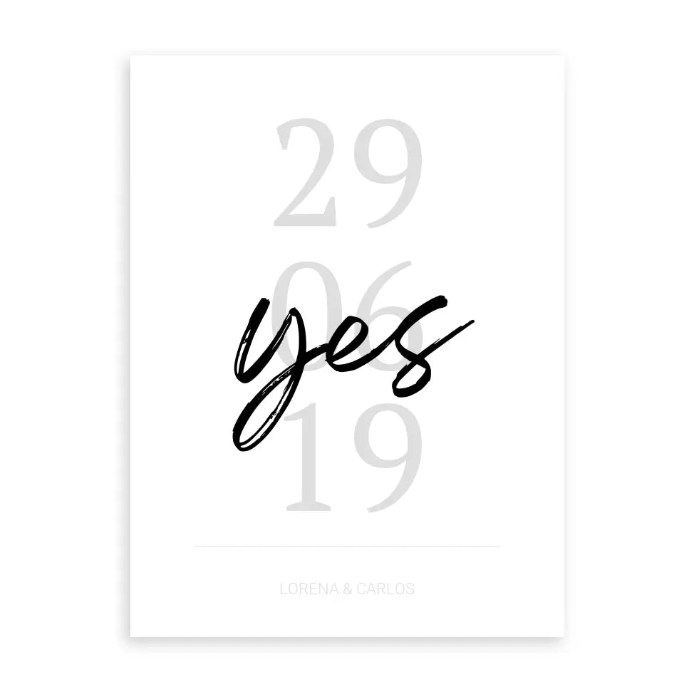 "Yes" Poster - Personalisiert mit Namen und Datum
