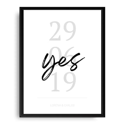 "Yes" Poster - Personalisiert mit Namen und Datum