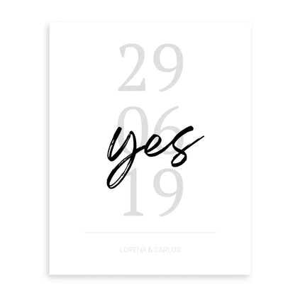 "Yes" Poster - Personalisiert mit Namen und Datum