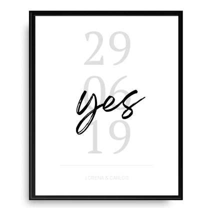 "Yes" Poster - Personalisiert mit Namen und Datum