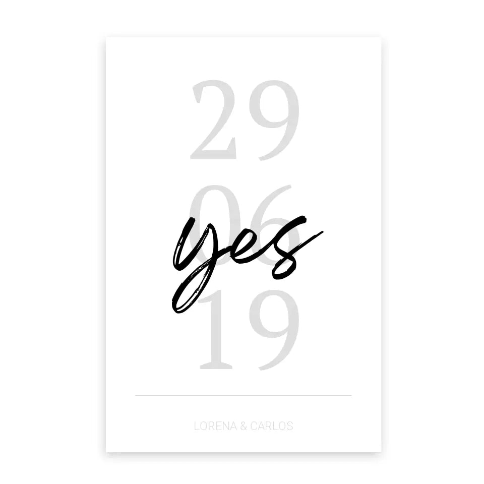 "Yes" Poster - Personalisiert mit Namen und Datum
