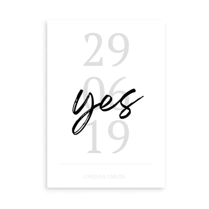 "Yes" Poster - Personalisiert mit Namen und Datum