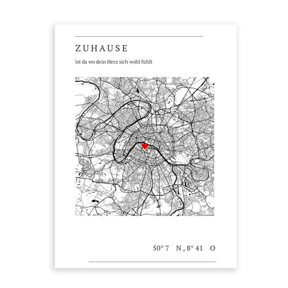 Zuhause Map Poster - Personalisiert mit Koordinaten