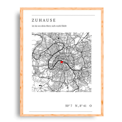 Zuhause Map Poster - Personalisiert mit Koordinaten