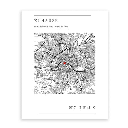 Zuhause Map Poster - Personalisiert mit Koordinaten