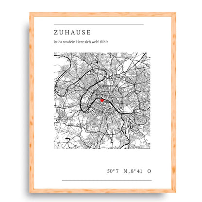 Zuhause Map Poster - Personalisiert mit Koordinaten